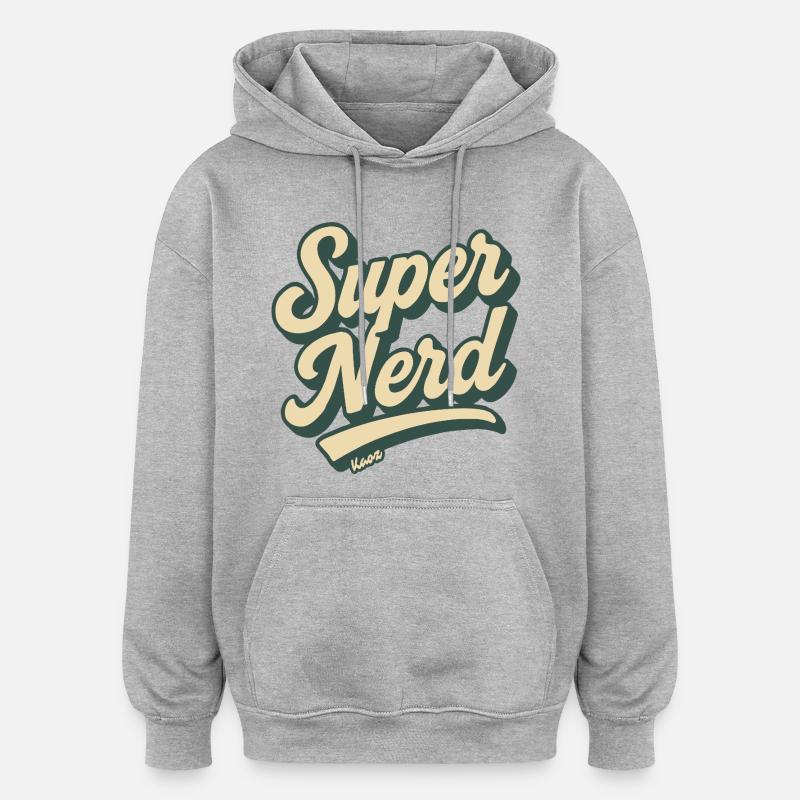 Super Nerd Retro Script - Sweat à capuche oversize unisexe - gris chiné