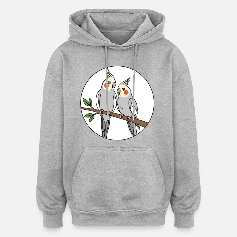 calopsitte - Sweat à capuche oversize unisexe - gris chiné