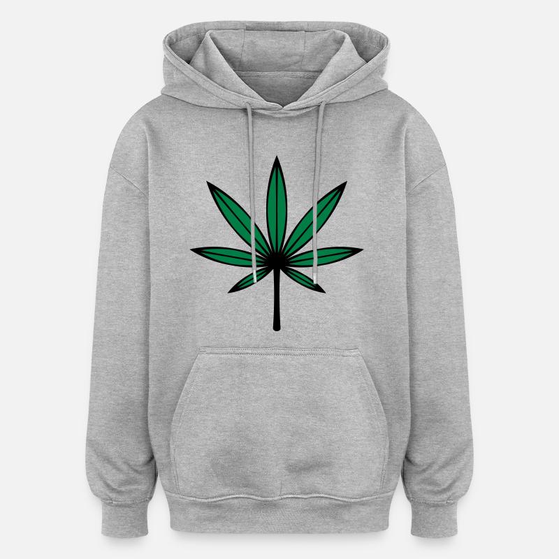 Cannabis / Marijuana / Feuille de chanvre (2C) - Sweat à capuche oversize unisexe - gris chiné