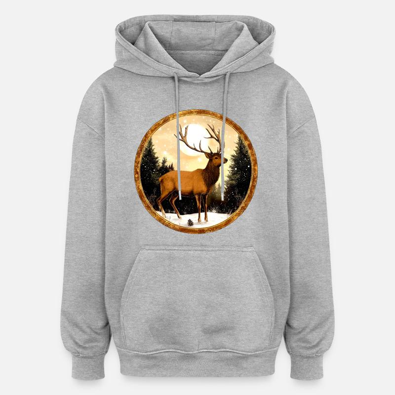Style du cerf - Sweat à capuche oversize unisexe - gris chiné