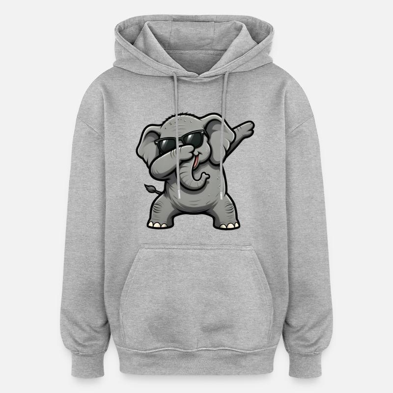 Dabbing Elephant - Oversized Unisex Hoodie - heather grey
