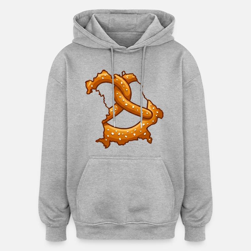 Bretzels de Bavière | Bavière robuste - Sweat à capuche oversize unisexe - gris chiné