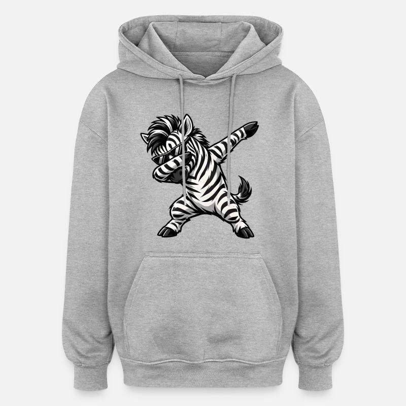 Évanouissement du zèbre - Sweat à capuche oversize unisexe - gris chiné
