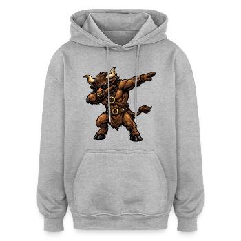 Dabbing Minotaurus - Oversized Unisex Hoodie - Grau meliert - Vorne - Noah (186cm)