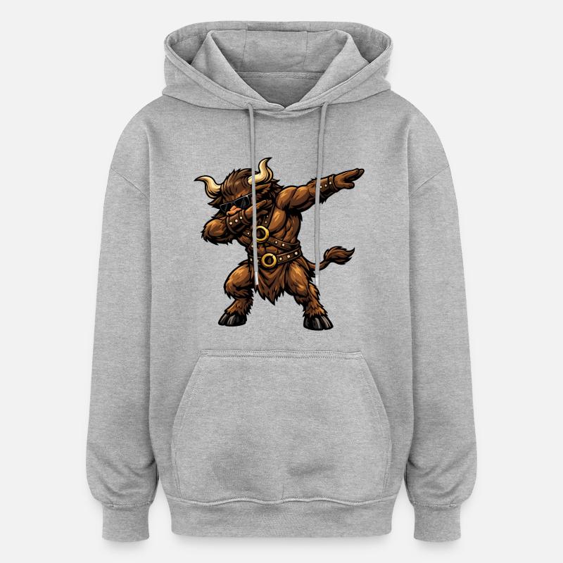 Dabbing Minotaurus - Oversized Unisex Hoodie - Grau meliert