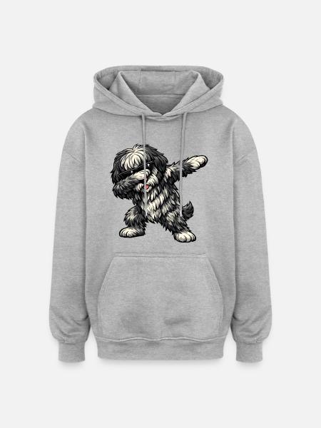 Dabbing Bergamasker Hirtenhund - Oversized Unisex Hoodie - Grau meliert