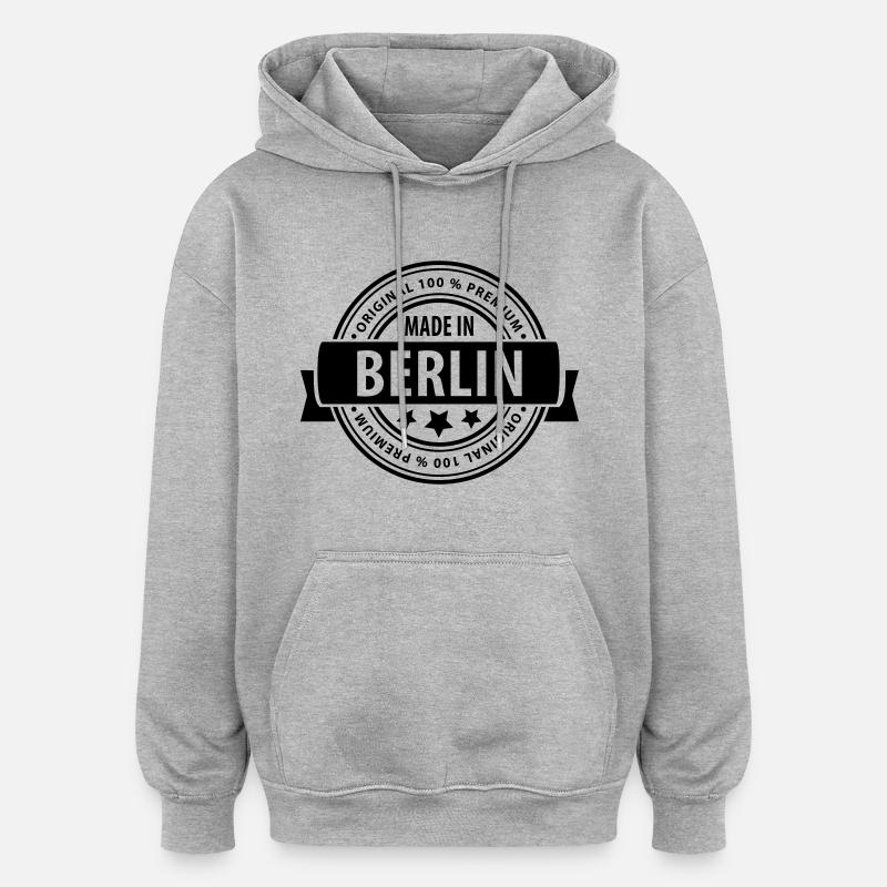 Fait à BERLIN - Sweat à capuche oversize unisexe - gris chiné