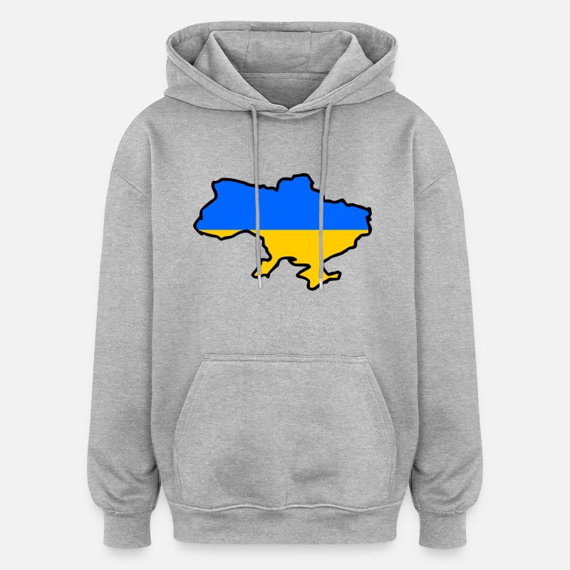 Ukraine - Sweat à capuche oversize unisexe - gris chiné