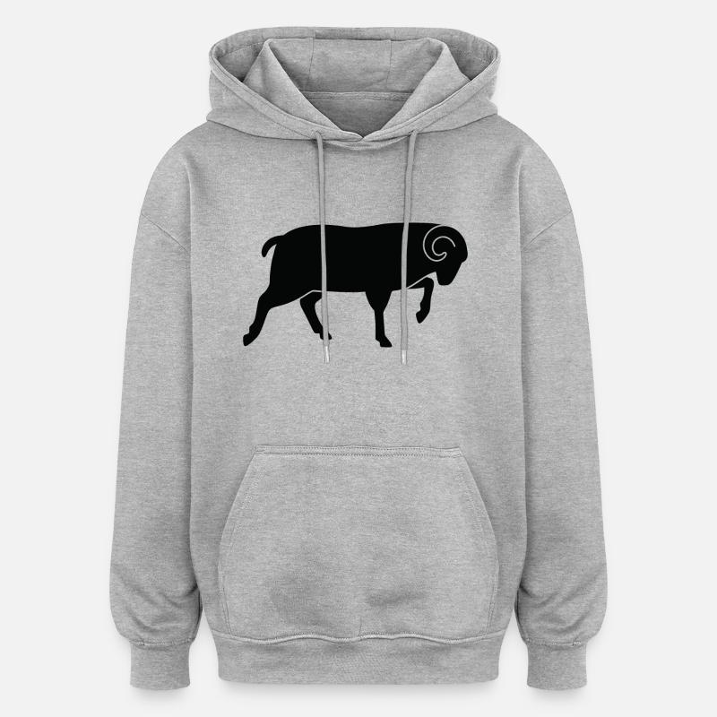 Ein laufender Schafbock - Oversized Unisex Hoodie - Grau meliert