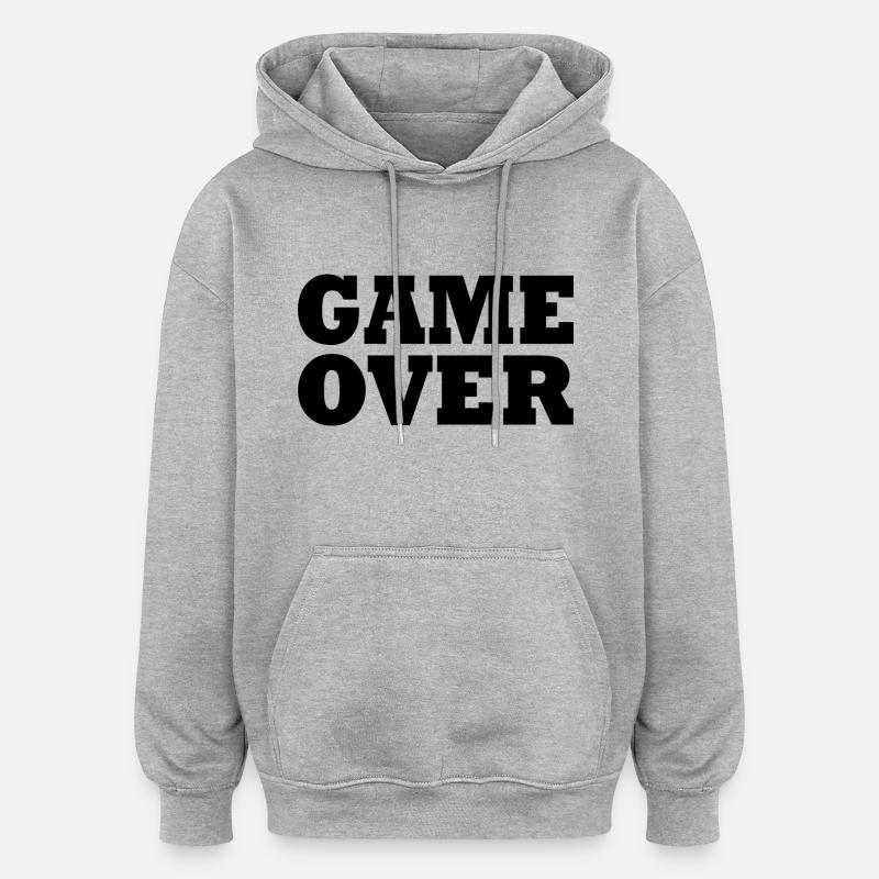 Game over - Sweat à capuche oversize unisexe - gris chiné
