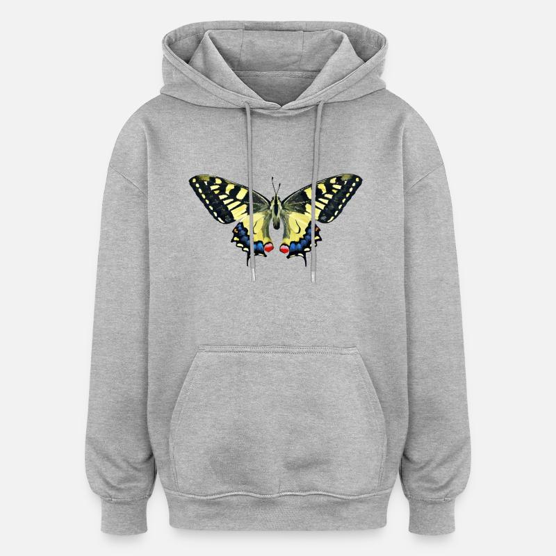 papillon - papillon - Sweat à capuche oversize unisexe - gris chiné