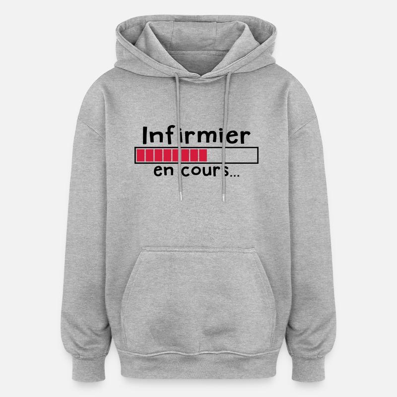 infirmier en cours - Sweat à capuche oversize unisexe - gris chiné