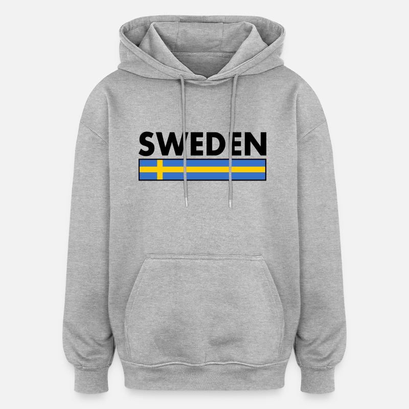 Suède - Sweat à capuche oversize unisexe - gris chiné