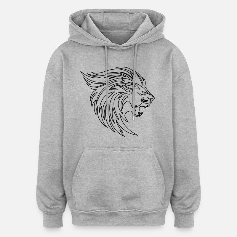 Löwe - Oversized Unisex Hoodie - Grau meliert