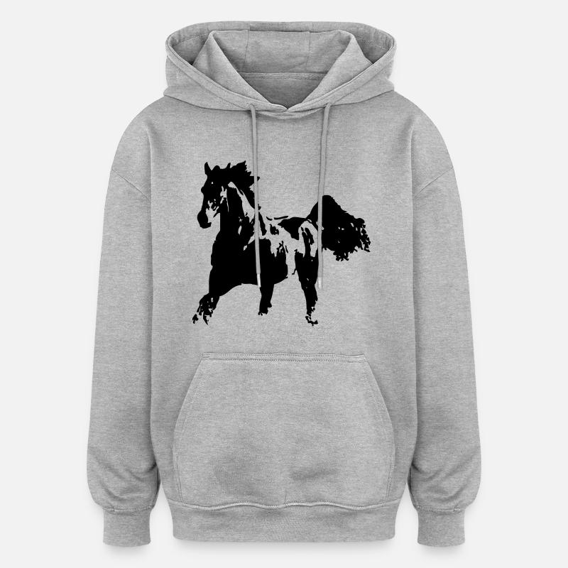 Cheval de course - Sweat à capuche oversize unisexe - gris chiné