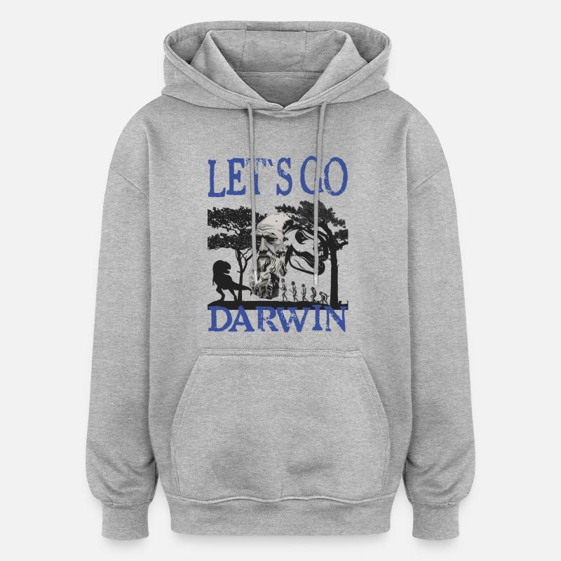 Charles Darwin Evolution textile Geschenkidee - Oversized Unisex Hoodie - Grau meliert