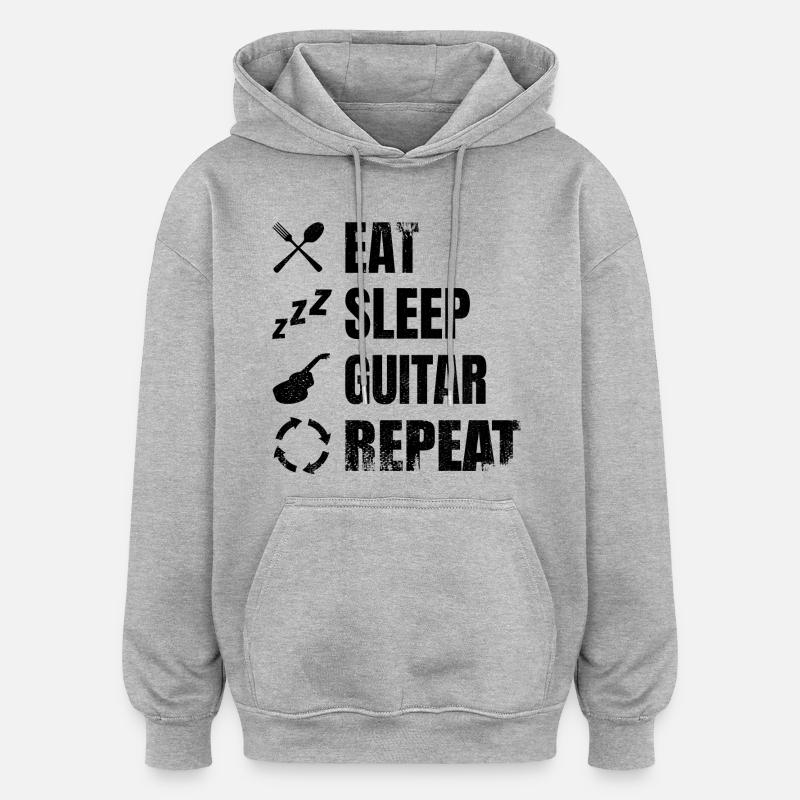 Routine quotidienne du guitariste - Sweat à capuche oversize unisexe - gris chiné