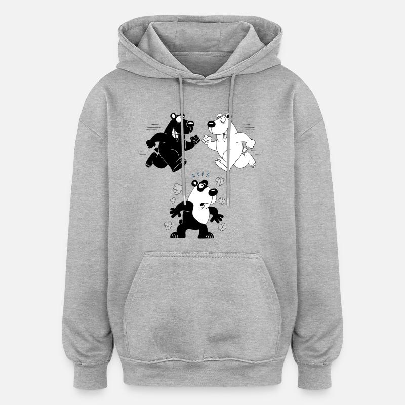 Die Geburt des Pandas - Oversized Unisex Hoodie - Grau meliert