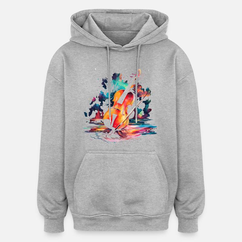 Violon Steamwave - Sweat à capuche oversize unisexe - gris chiné