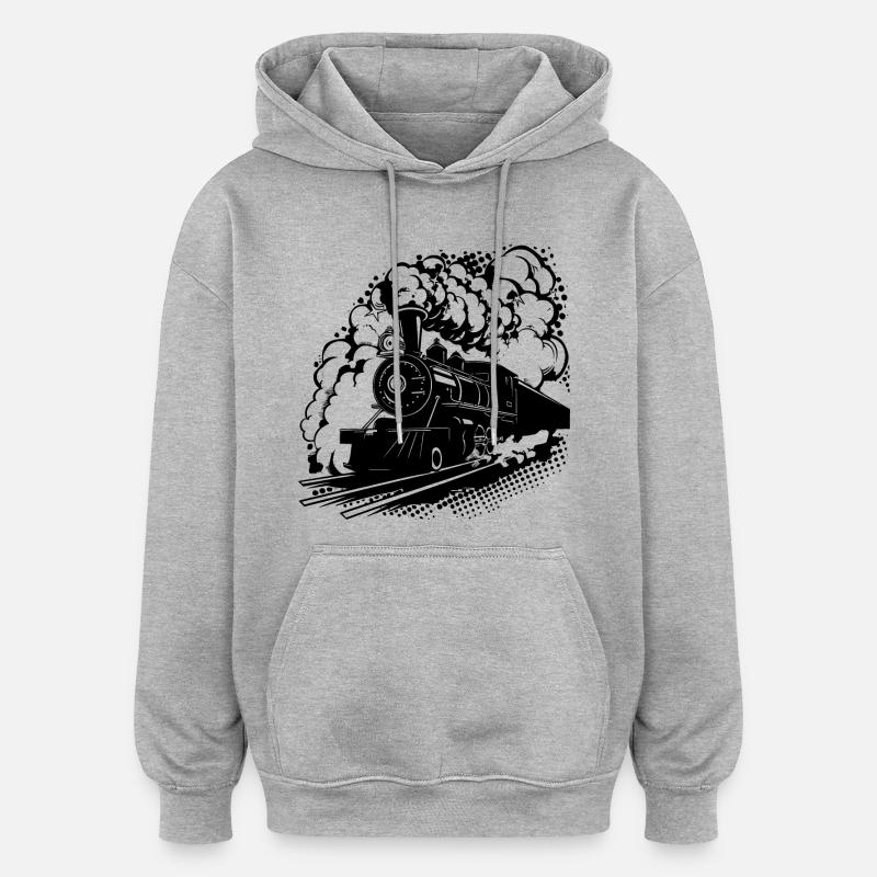 Eisenbahn Grafik - Oversized Unisex Hoodie - Grau meliert