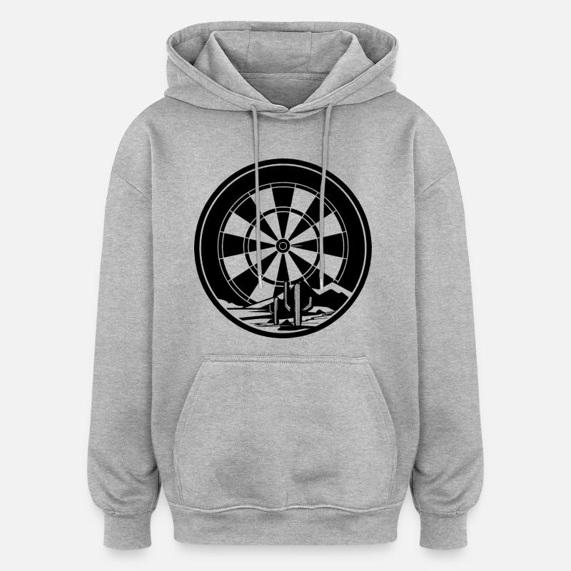 Dessin de fléchettes - Sweat à capuche oversize unisexe - gris chiné