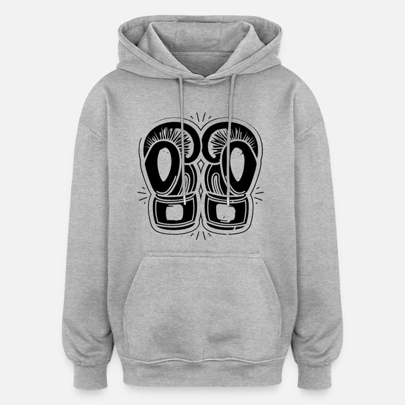 Dessin de gants de boxe - Sweat à capuche oversize unisexe - gris chiné