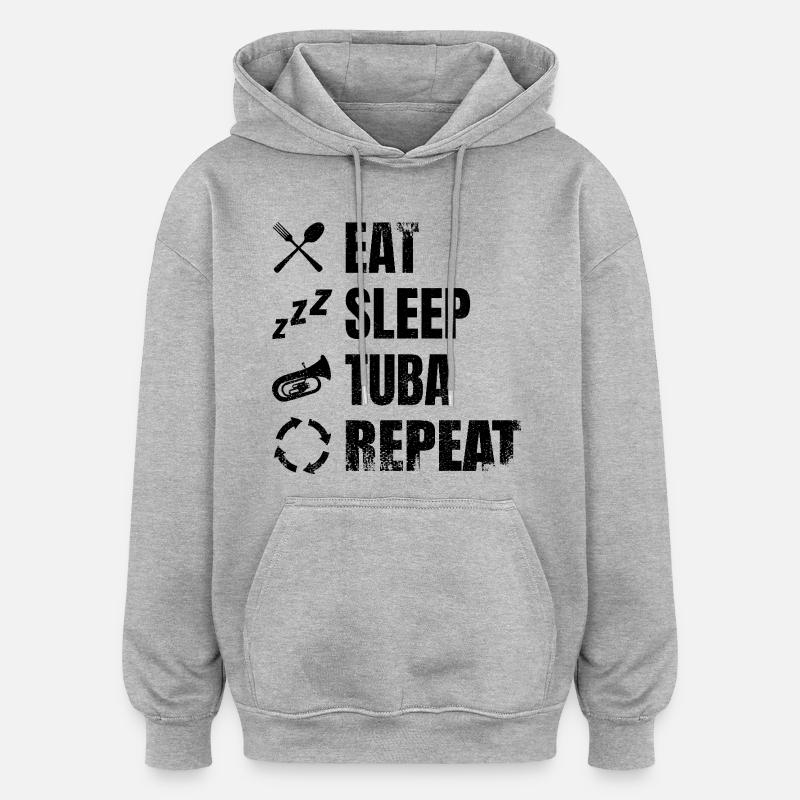 Tuba Tägliche Routine - Oversized Unisex Hoodie - Grau meliert