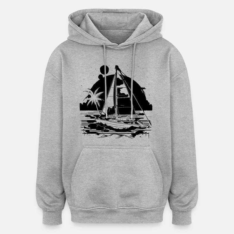 Dessin de voile - Sweat à capuche oversize unisexe - gris chiné