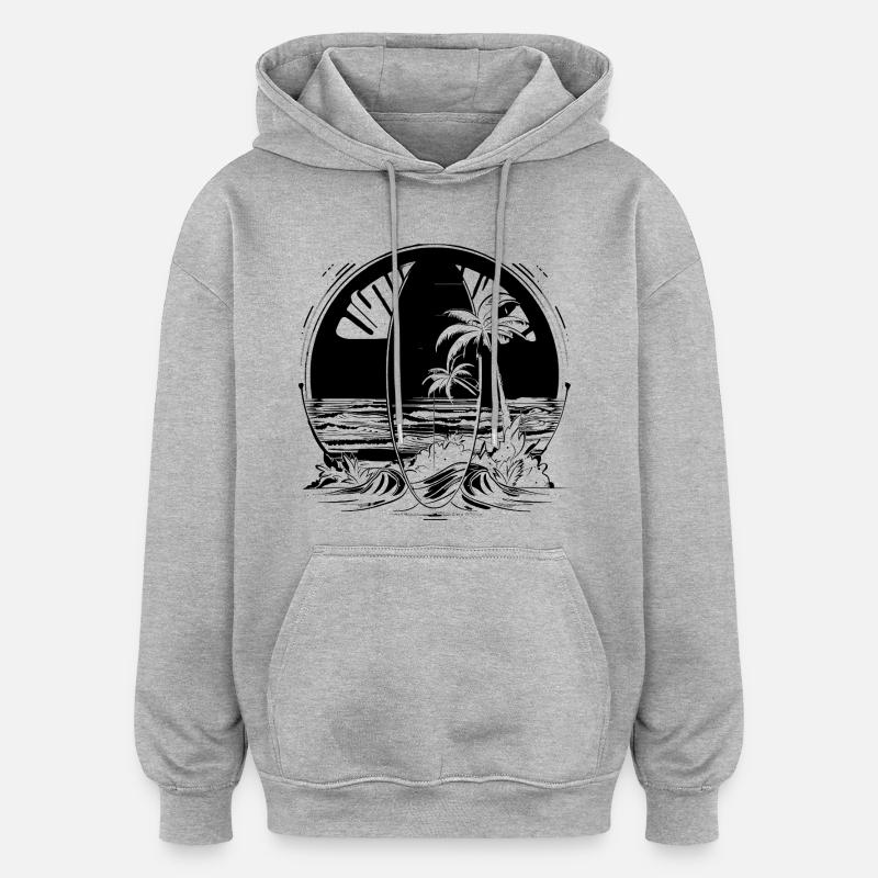 Surf - Sweat à capuche oversize unisexe - gris chiné
