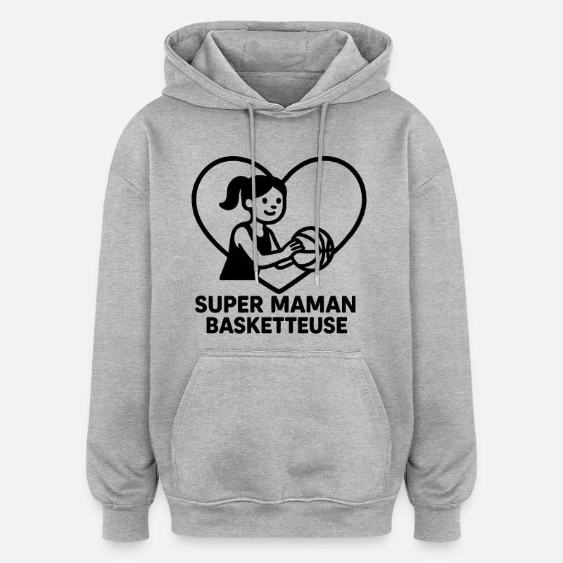 Super maman coiffeuse – Cœur coiffure - Sweat à capuche oversize unisexe - gris chiné