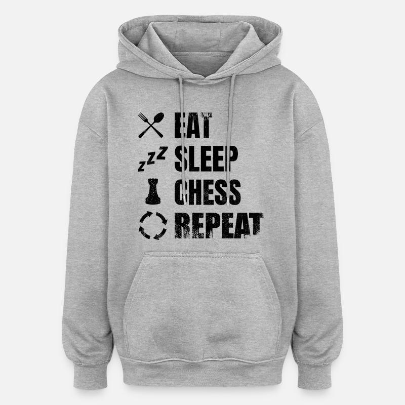 Manger, dormir, répéter les échecs - Sweat à capuche oversize unisexe - gris chiné