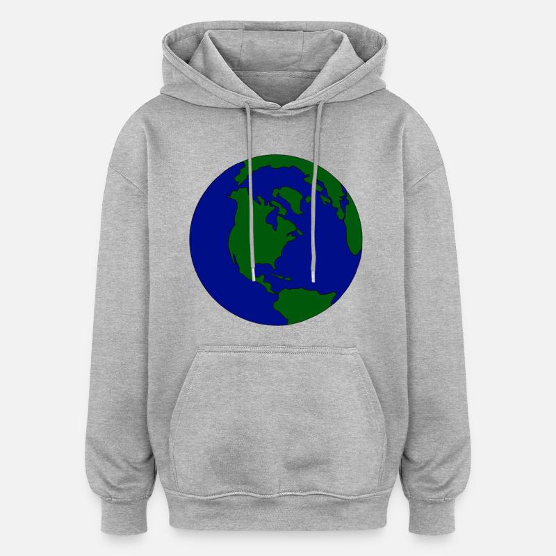 Globule minimal : Terre en bleu-vert - Sweat à capuche oversize unisexe - gris chiné