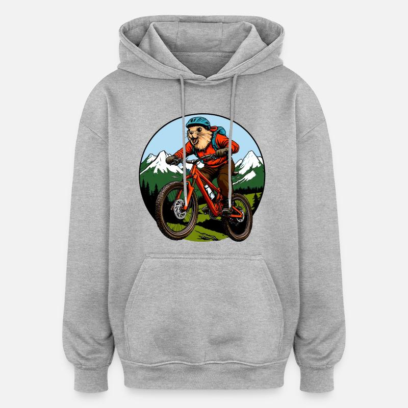 Murmeltiere Biker / Freeride Biking - Oversized Unisex Hoodie - Grau meliert
