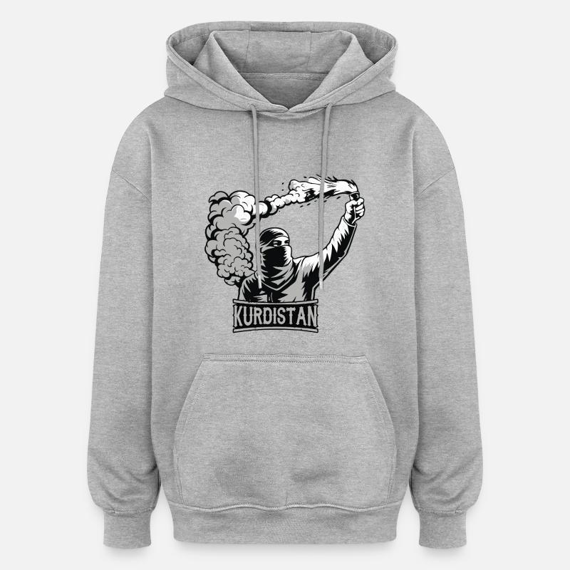 Torche du Kurdistan - Sweat à capuche oversize unisexe - gris chiné