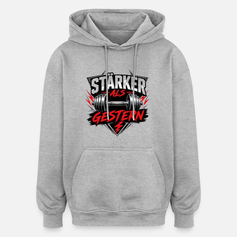 Stärker als gestern - Oversized Unisex Hoodie - Grau meliert