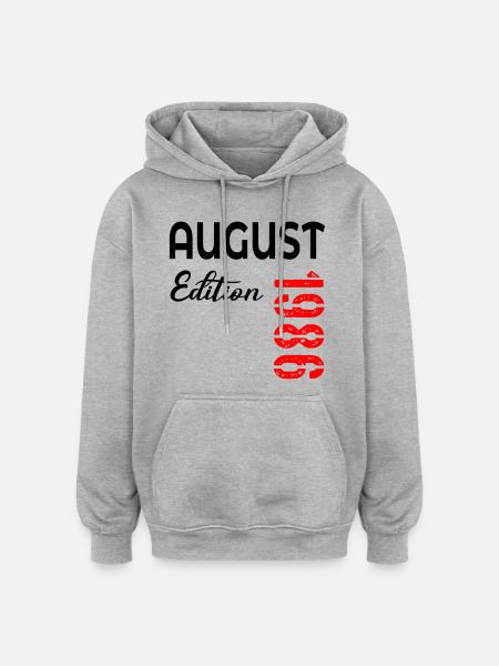 40th Birthday August 1986 - Oversized Unisex Hoodie - heather grey