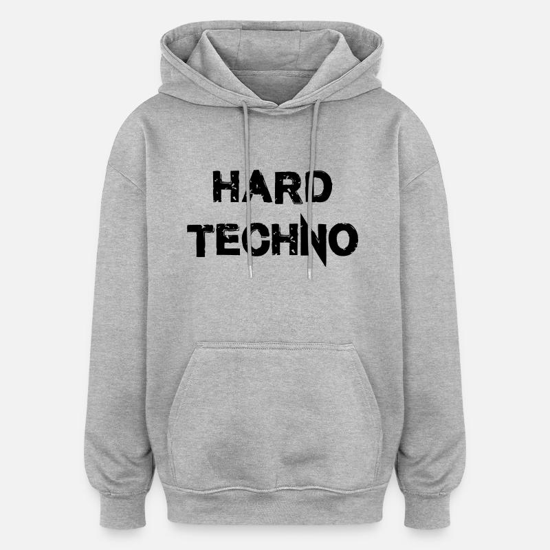 Techno dur - Sweat à capuche oversize unisexe - gris chiné