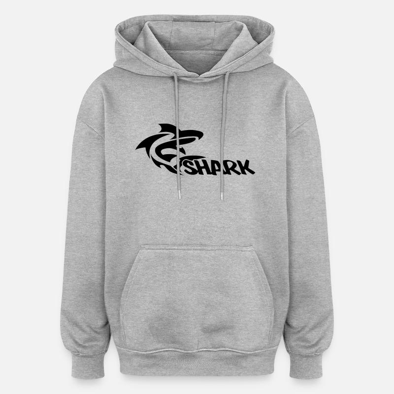 shark Poker 1c - Sweat à capuche oversize unisexe - gris chiné