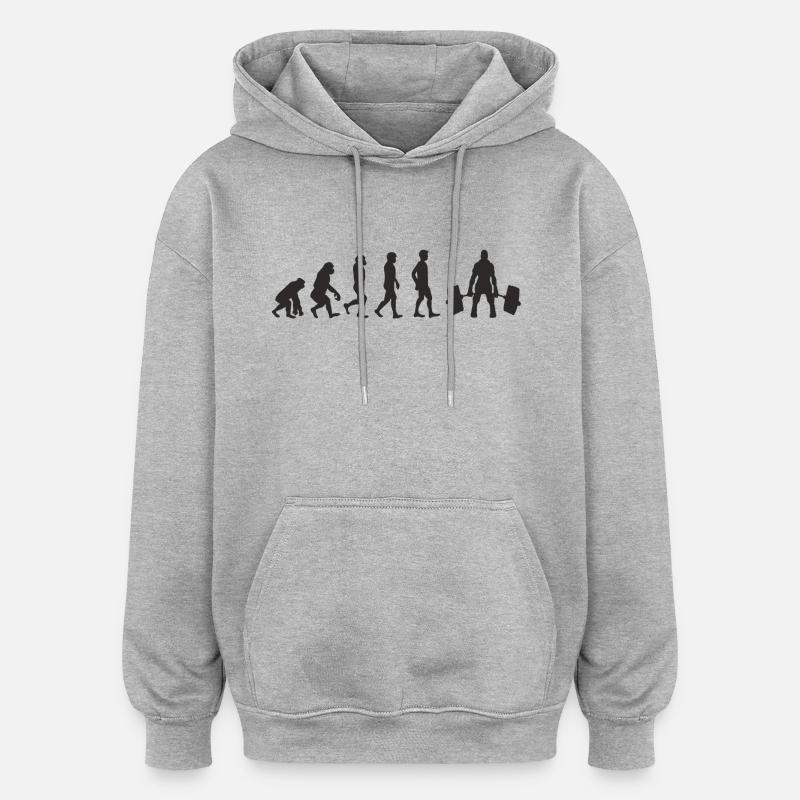 Evolution Weight Lifting - Oversized Unisex Hoodie - Grau meliert