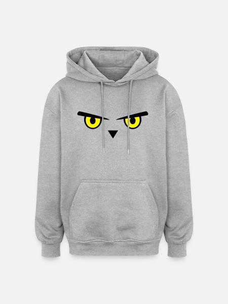 Owl, eyes, bird - Oversized Unisex Hoodie - heather grey