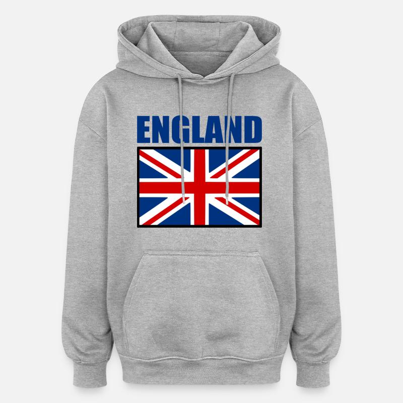 angleterre - Sweat à capuche oversize unisexe - gris chiné
