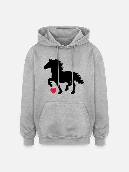 Friesenpferd - Oversized Unisex Hoodie - Grau meliert