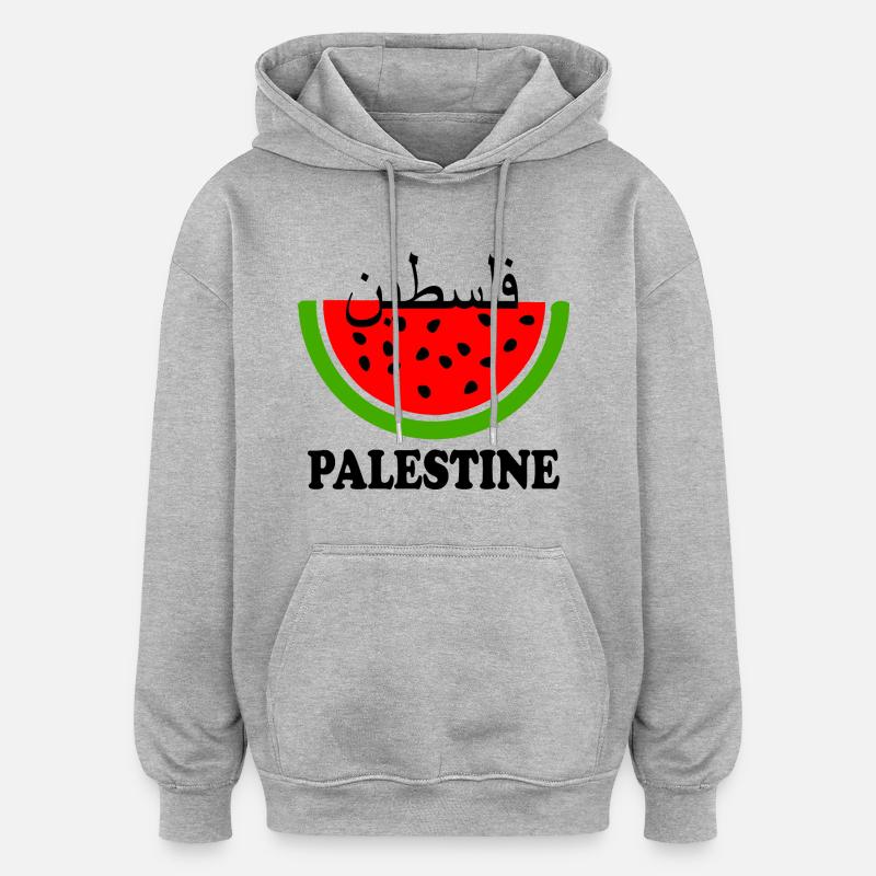 Pastèque de Palestine فلسطين - Sweat à capuche oversize unisexe - gris chiné