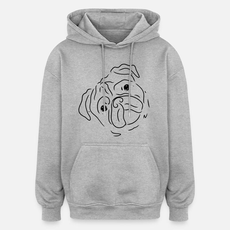Mignon, bouffon, chien propriétaire, cadeau - Sweat à capuche oversize unisexe - gris chiné