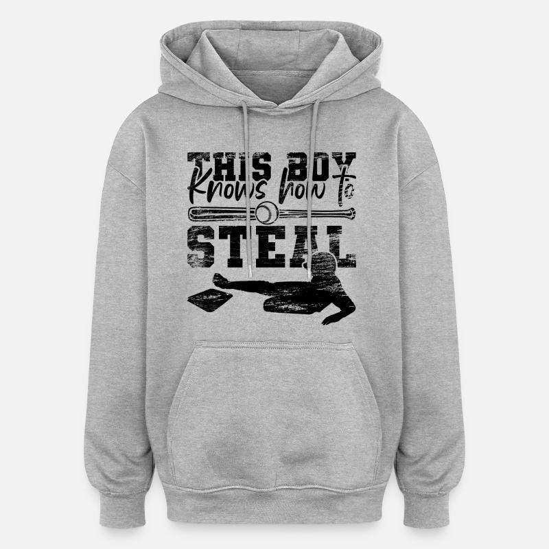 Baseball Junge - Oversized Unisex Hoodie - Grau meliert