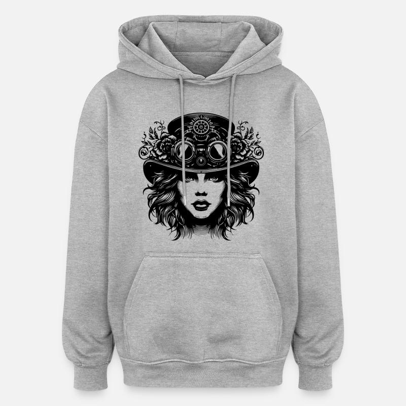 Masque avec lunettes et couronne - Sweat à capuche oversize unisexe - gris chiné