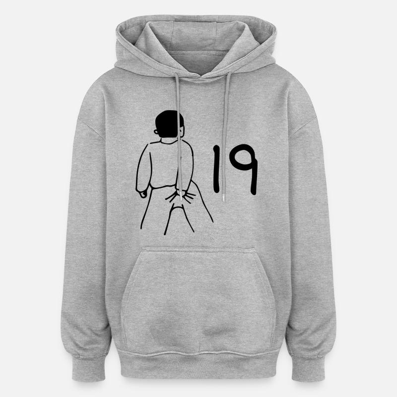 19e anniversaire - 19 ans - Sweat à capuche oversize unisexe - gris chiné