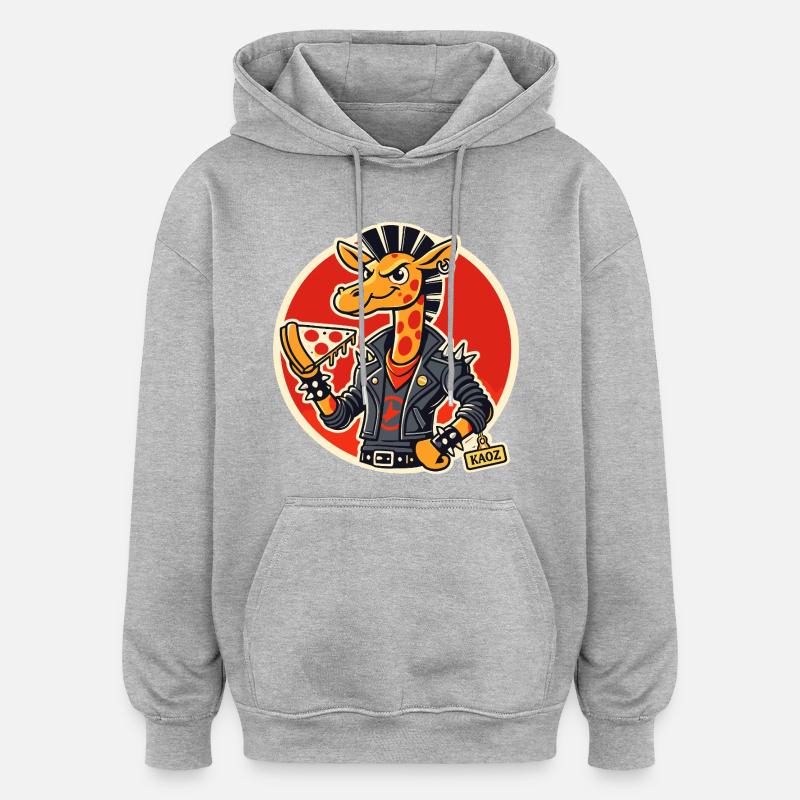 Girafe Punk Pizzarider - Sweat à capuche oversize unisexe - gris chiné