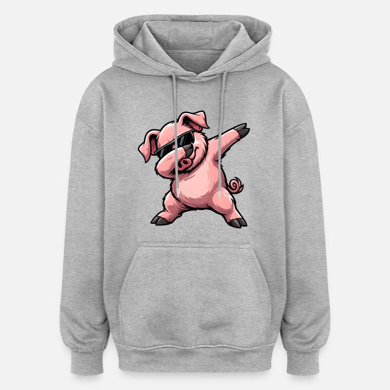 Dabbing Schwein - Oversized Unisex Hoodie - Grau meliert