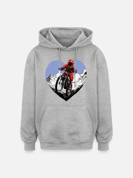 Mountainbike Liebe - Oversized Unisex Hoodie - Grau meliert